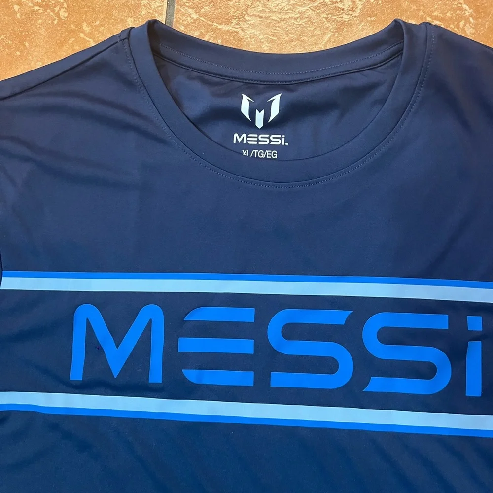NEW Messi Collection Mens Athletic Shirt Size XL Lionel Messi Blue Short Sleeve - Picture 2 of 5